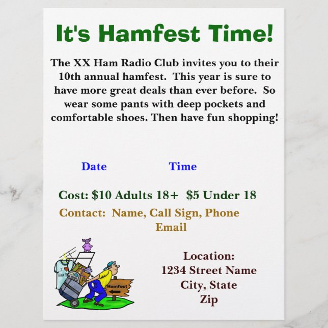 Hamfest Flyers 2-sided to Customise As You Need (Front)