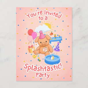 Hamhock's Pink Splashtastic! Storybook Invitation Postcard