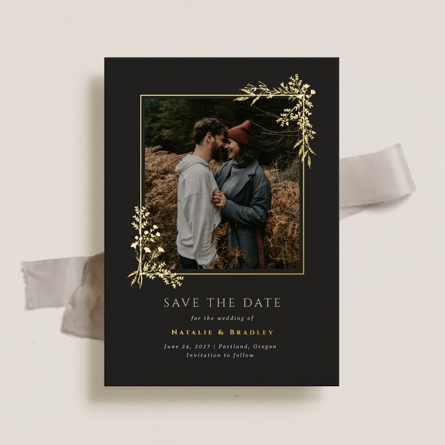 Hamilton Gold Foil Greenery Wedding Save the Date (Creator Uploaded)