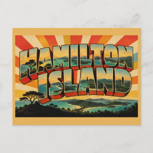 Hamilton Island Queensland Vintage Travel Art Postcard
