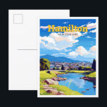 Hamilton New Zealand Travel Vintage Illustration Postcard<br><div class="desc">Hamilton New Zealand Travel Art Vintage Illustration</div>
