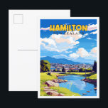 Hamilton New Zealand vintage travel illustration Postcard<br><div class="desc">Hamilton New Zealand vintage travel place illustration</div>