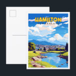 Hamilton New Zealand vintage travel illustration Postcard<br><div class="desc">Hamilton New Zealand vintage travel place illustration</div>