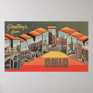 Hamilton, Ohio - Large Letter Scenes Poster
