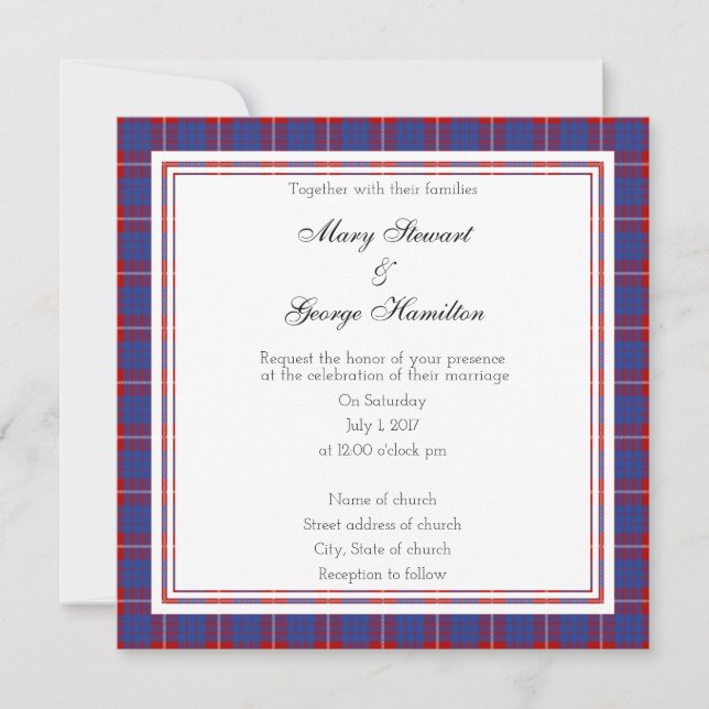 Hamilton Scottish Wedding Square Invitation (Front)