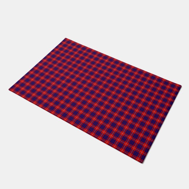 Hamilton tartan red blue purple plaid doormat (Angled)