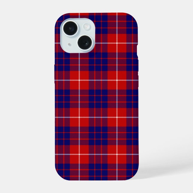 Hamilton tartan red blue purple plaid iPhone 15 case (Back)