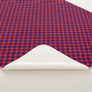 Hamilton tartan red blue purple plaid sherpa blanket