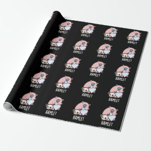 Hamlet Funny Shakepear Baby Pig Pun Dark BG Wrapping Paper