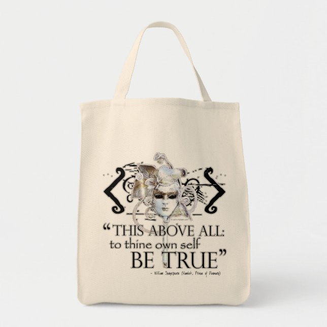 Hamlet "... own self be true ..." Quote Tote Bag (Front)