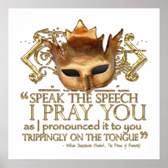 Hamlet "speak the speech ..." Quote (Gold Version) Poster (Front)