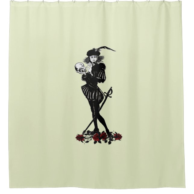 Hamlet The Bard Green Shower Curtain (Front)