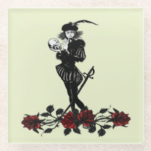 Hamlet The Bard Lime Green  Glass Coaster