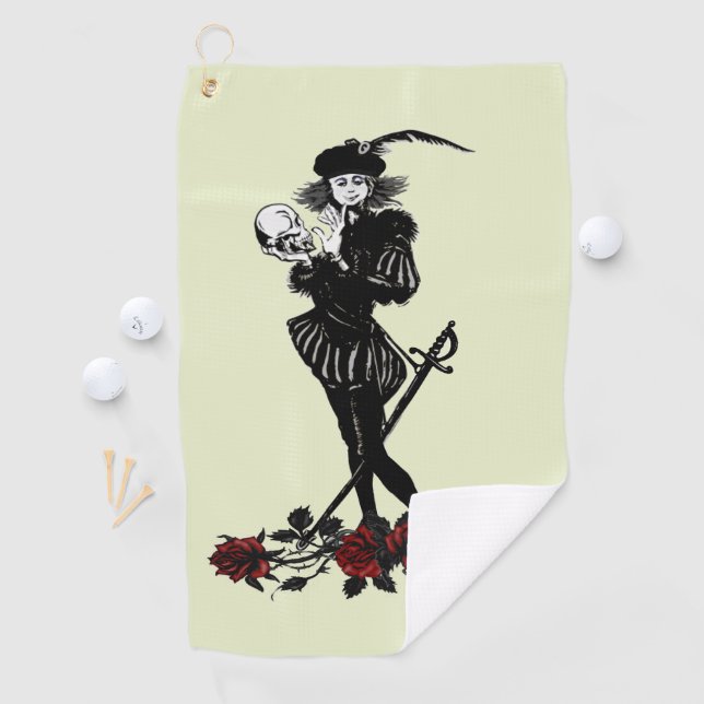 Hamlet The Bard Lime Green  Golf Towel (InSitu)