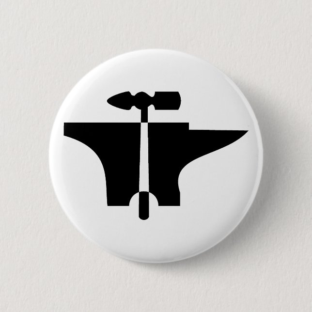 Hammer Amboss anvil 6 Cm Round Badge (Front)