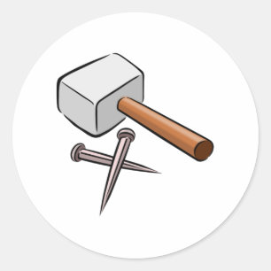 Hammer and Nails Classic Round Sticker