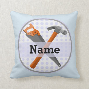 Hammer and saw design for boys cushion
