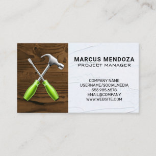 Hammer and Screwdriver Wood and Spackle Business Card