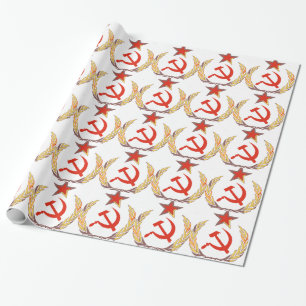 hammer and sickle and star wrapping paper
