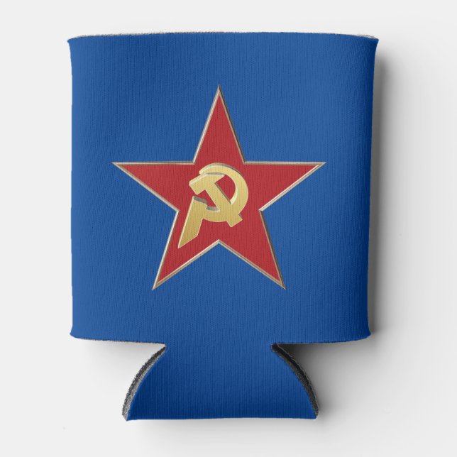 Hammer and sickle into the red star can cooler (Front)