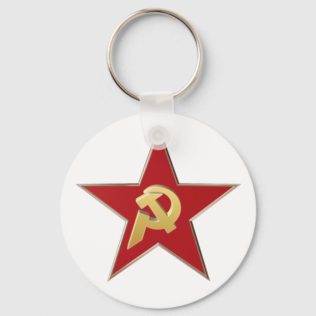 Hammer and sickle into the red star key ring (Front)