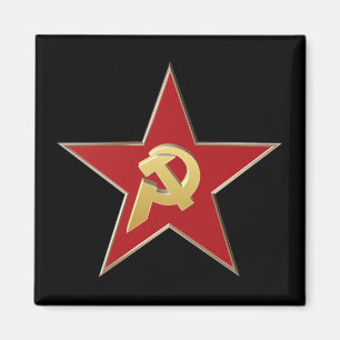 Hammer and sickle into the red star magnet