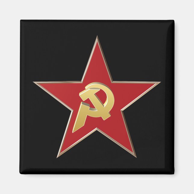 Hammer and sickle into the red star magnet (Front)