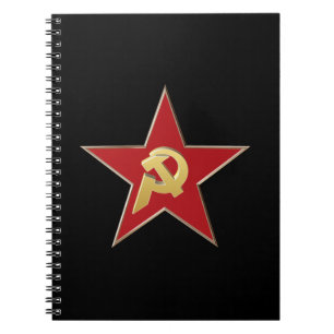 Hammer and sickle into the red star notebook