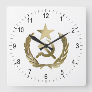 Hammer and sickle square wall clock