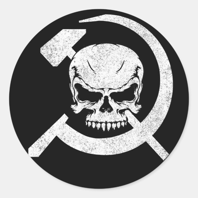 Hammer and Sickle with Skull Classic Round Sticker (Front)