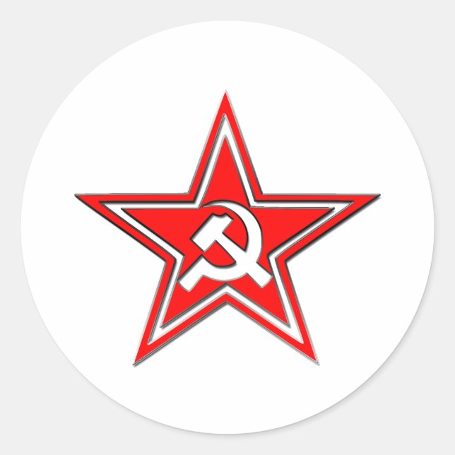 Hammer And Sickle With Star Classic Round Sticker (Front)