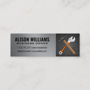 Hammer and Wrench Construction Mini Business Card