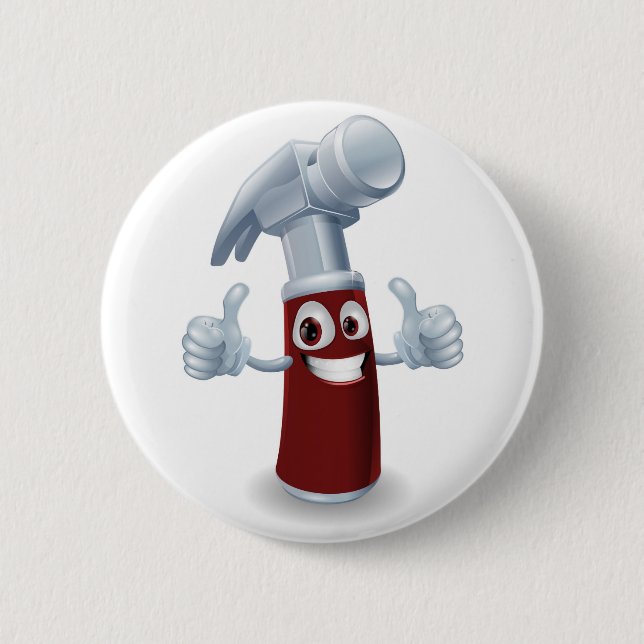 Hammer cartoon character 6 cm round badge (Front)