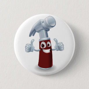 Hammer cartoon character 6 cm round badge