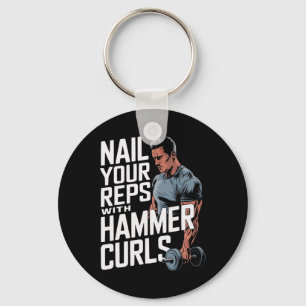 Hammer Curls Bodybuilding Fitness Workout Gym Key Ring
