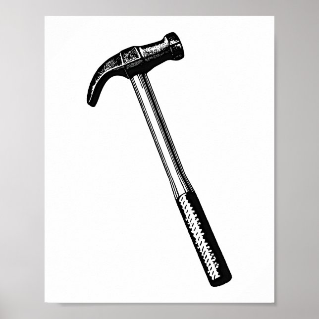 Hammer Drawing, vintage tool illustration. Poster (Front)