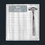 Hammer Fix It Chore List Notepad<br><div class="desc">Grab your favourite pen and start filling out your fix it list. Personalised to do list note pad complete with lines and a graphic of a vintage hammer. Background includes the look of wood grain. Fill in the top logo section with your favourite handy man's or handy woman's name. Great...</div>