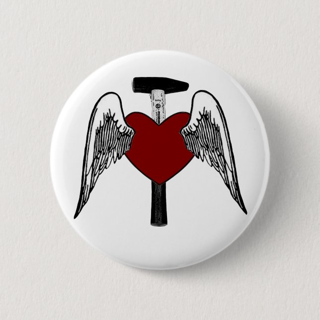 Hammer Heart 6 Cm Round Badge (Front)