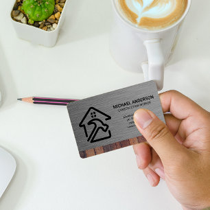 Hammer Home Logo   Metallic Wood Business Card