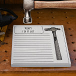 Hammer It Out Fix It Chore List Monogram Notepad<br><div class="desc">Grab your favourite pen and start filling out your fix it list. Personalised to do list note pad complete with lines and a graphic of a vintage hammer. Fill in the top logo section with your favourite handy man's or handy woman's name. Great for man cave, workshop, honey do list...</div>