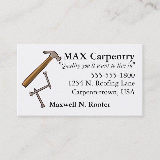 Hammer & Nails Business Card (Front)