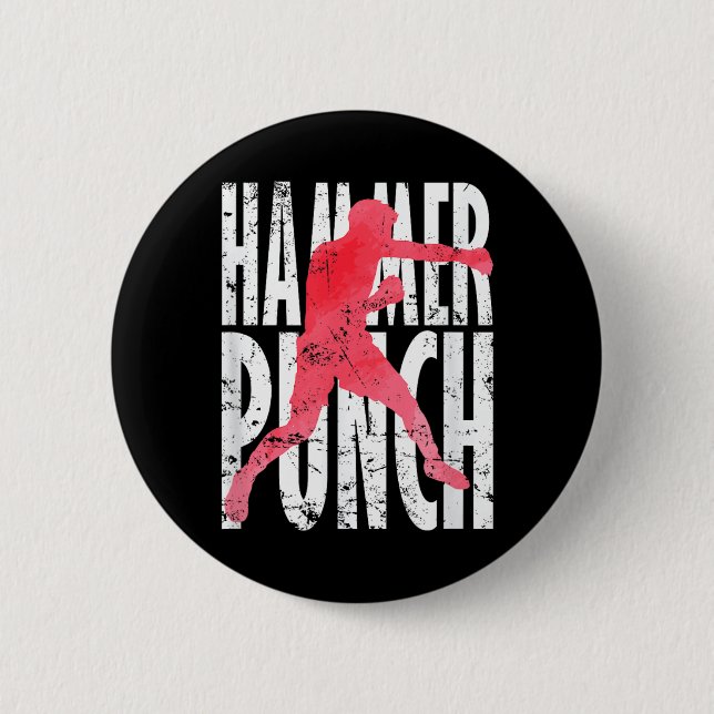Hammer Punch Boxing MMA 6 Cm Round Badge (Front)