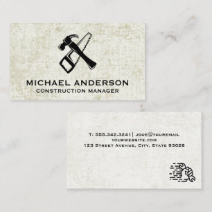 Hammer Saw Grunge Background Business Card