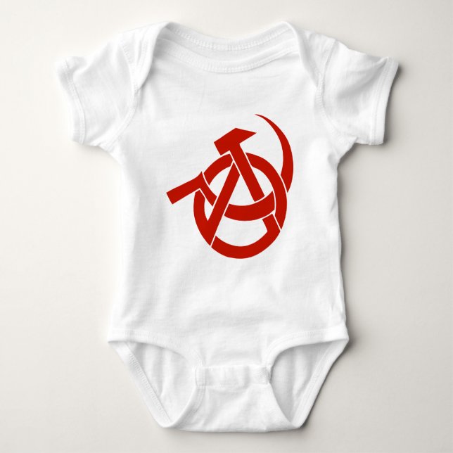 HAMMER  SICKLE ANARCHY LOGO BABY BODYSUIT (Front)