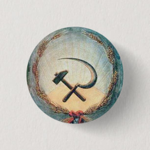 Hammer & Sickle Wheat Small, 1¼ Inch Round Button