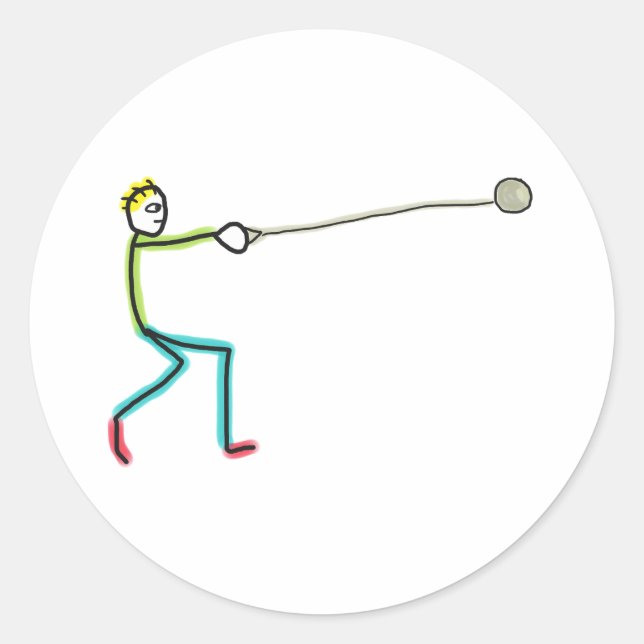 Hammer Throw Stickman Classic Round Sticker (Front)