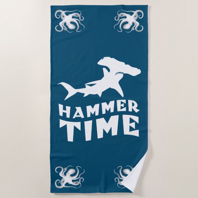 Hammer Time | Design For Hammerhead Shark Lovers Beach Towel (Front)