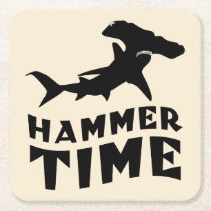 Hammer Time Design For Hammerhead Shark Lovers Square Paper Coaster