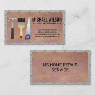 Hammer Wrench Brush Saw Repairman Construction Business Card