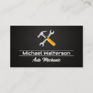 Hammer Wrench Logo   Carbon Fibre Business Card